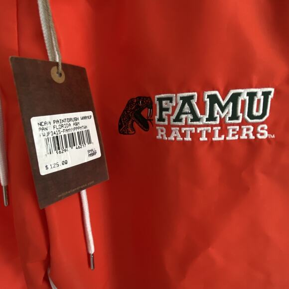 Mitchell & Ness NCAA Paintbrush Warmup Pant Florida A&M FAMU Rattlers Size Small - Picture 2 of 8